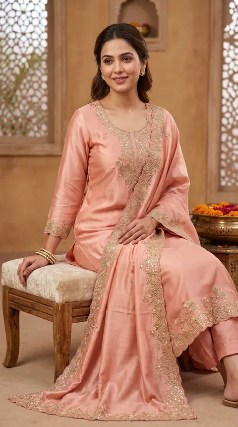 Blush Scallop Suit Set