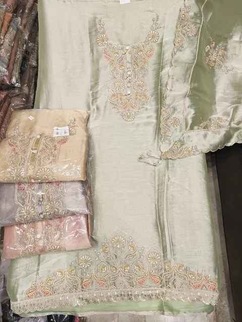 Sage suit set shown with gold, grey and blush colourways